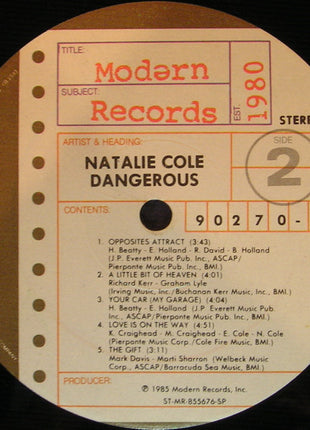 Natalie Cole : Dangerous (LP, Album, SP)