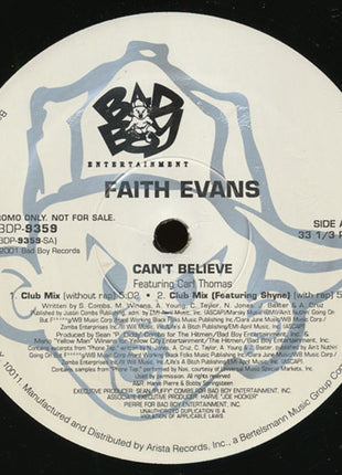Faith Evans Featuring Carl Thomas : Can't Believe (12", Promo)