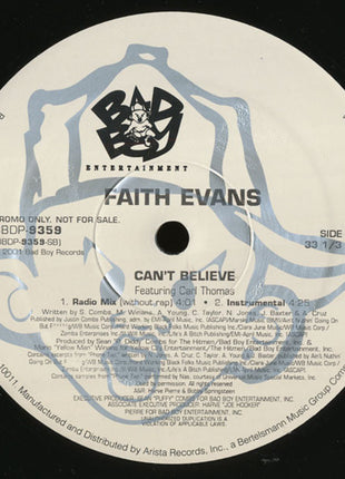Faith Evans Featuring Carl Thomas : Can't Believe (12", Promo)