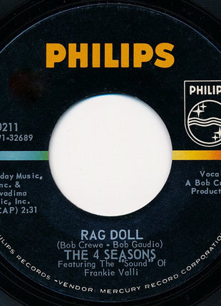 The Four Seasons : Rag Doll / Silence Is Golden (7", Single, Styrene, Ric)