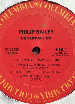 Philip Bailey : Continuation (LP, Album, Pit)