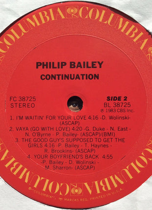 Philip Bailey : Continuation (LP, Album, Pit)