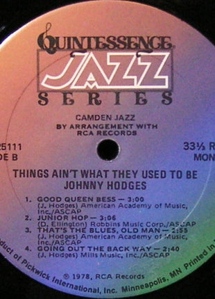 Johnny Hodges : Things Ain't What They Used To Be (LP, Mono, RE)