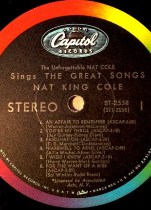 Nat King Cole : The Unforgettable Nat Cole Sings The Great Songs! (LP, Comp)