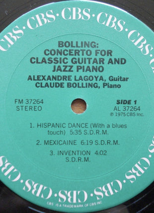 Claude Bolling, Alexandre Lagoya : Bolling: Concerto For Classic Guitar And Jazz Piano (LP, Album, RE, Pit)