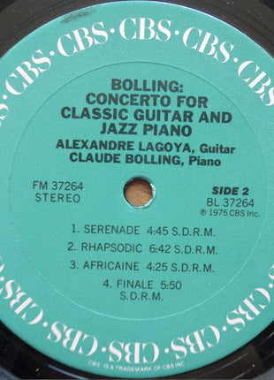 Claude Bolling, Alexandre Lagoya : Bolling: Concerto For Classic Guitar And Jazz Piano (LP, Album, RE, Pit)