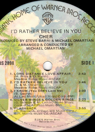 Cher : I'd Rather Believe In You (LP, Album, Jac)