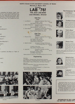 North Texas State University Lab Band*, Leon Breeden : Lab '76 (LP, Album)