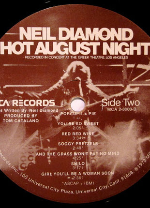 Neil Diamond : Hot August Night (2xLP, Album, Glo)