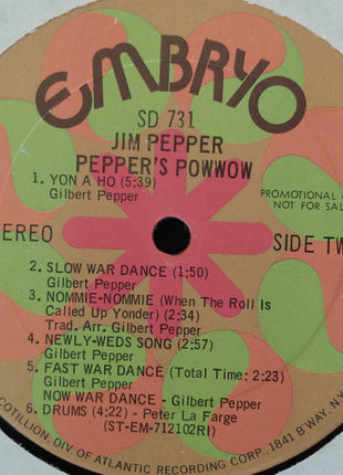 Jim Pepper : Pepper's Pow Wow (LP, Promo, Ric)