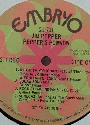 Jim Pepper : Pepper's Pow Wow (LP, Promo, Ric)