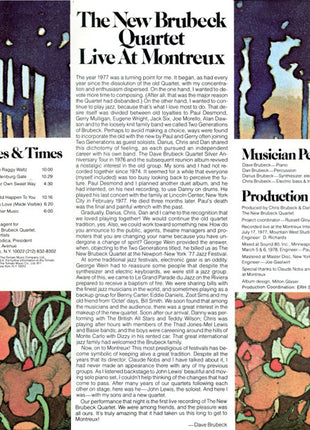 The New Brubeck Quartet : Live At Montreux (LP, Album)