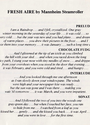 Mannheim Steamroller : Fresh Aire (CD, Album, RE)