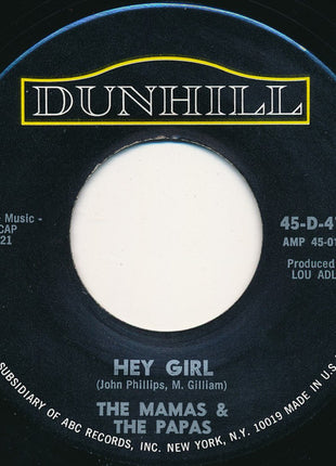 The Mamas & The Papas : Glad To Be Unhappy / Hey Girl (7", Single)