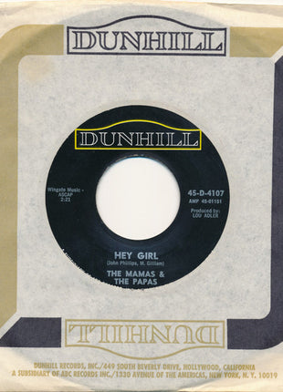 The Mamas & The Papas : Glad To Be Unhappy / Hey Girl (7", Single)