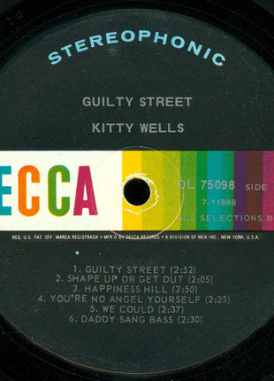 Kitty Wells : Guilty Street (LP, Album)