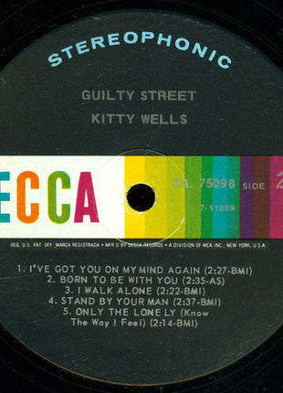 Kitty Wells : Guilty Street (LP, Album)