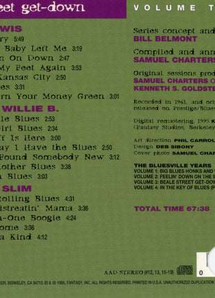 Various : The Bluesville Years Volume Three - Beale Street Get-Down (CD, Comp, Promo, RM)