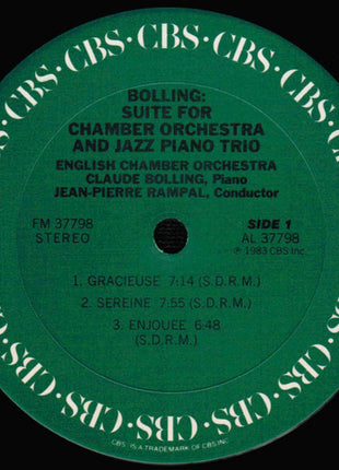 Claude Bolling - English Chamber Orchestra - Jean-Pierre Rampal : Suite For Chamber Orchestra And Jazz Piano Trio (LP, Album, Pit)