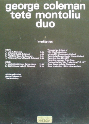 George Coleman - Tete Montoliu Duo : Meditation (LP, Album)