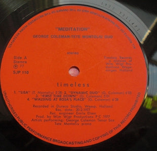 George Coleman - Tete Montoliu Duo : Meditation (LP, Album)