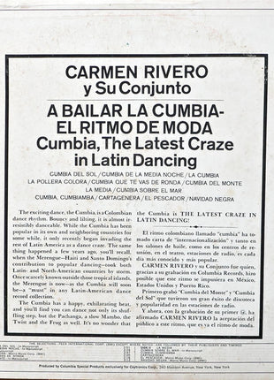 Carmen Rivero Y Su Conjunto : Cumbia (A Bailar La Cumbia - El Ritmo De Moda = The Latest Craze In Latin Dancing) (LP, Album, RE)