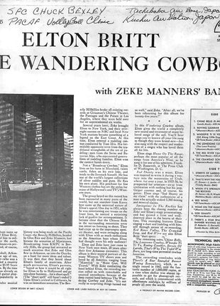 Elton Britt With Zeke Manners Band : The Wandering Cowboy (LP, Album, Mono)