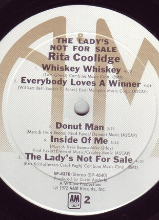 Rita Coolidge : The Lady's Not For Sale (LP, Album, RE, Gat)
