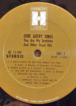 Gene Autry : You Are  My Sunshine And Other Great Hits (LP, Comp)