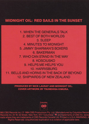 Midnight Oil : Red Sails In The Sunset (CD, Album)