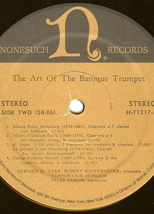 Edward H. Tarr, Robert Bodenröder, Consortium Musicum (2), Fritz Lehan : The Art Of The Baroque Trumpet (LP, Album)