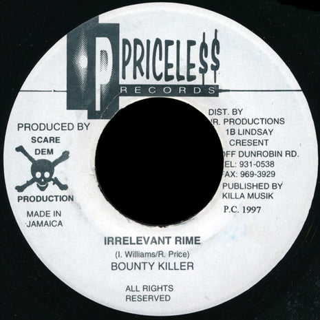 Bounty Killer : Irrelevant Rime (7")