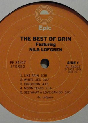 Grin Featuring Nils Lofgren : The Best Of Grin Featuring Nils Lofgren (LP, Comp, Ora)