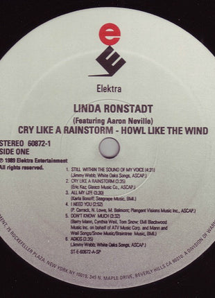 Linda Ronstadt Featuring Aaron Neville : Cry Like A Rainstorm - Howl Like The Wind (LP, Album)