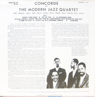 The Modern Jazz Quartet : Concorde (LP, Album, Mono, RE)