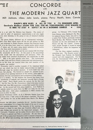 The Modern Jazz Quartet : Concorde (LP, Album, Mono, RE)