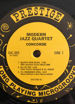 The Modern Jazz Quartet : Concorde (LP, Album, Mono, RE)
