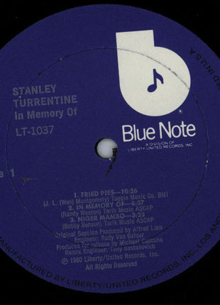 Stanley Turrentine : In Memory Of (LP, Album)