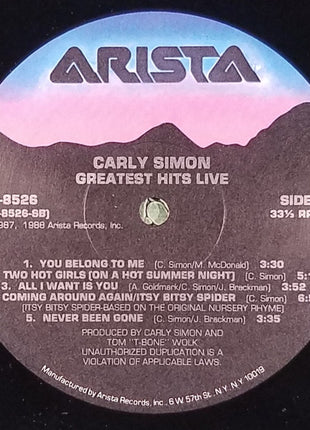 Carly Simon : Greatest Hits Live (LP, Album, Spe)