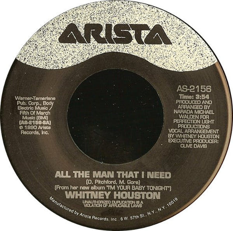 Whitney Houston : All The Man That I Need / Dancin' On The Smooth Edge (7", Single)