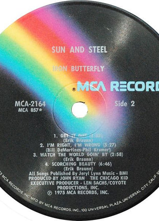 Iron Butterfly : Sun And Steel (LP, Album, Glo)