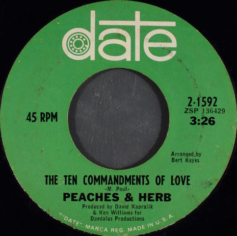 Peaches & Herb : The Ten Commandments Of Love (7", Single)