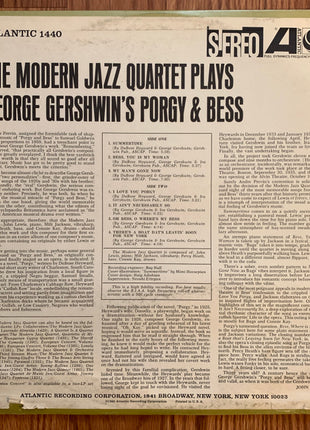 The Modern Jazz Quartet : The Modern Jazz Quartet Plays George Gershwin's Porgy And Bess (LP, blu)