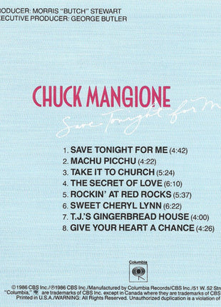 Chuck Mangione : Save Tonight For Me (CD, Album)