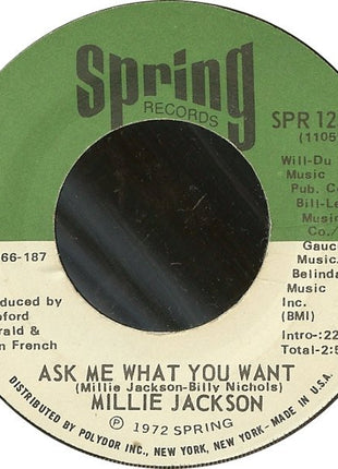 Millie Jackson : Ask Me What You Want / I Just Can't Stand It (7", Jac)