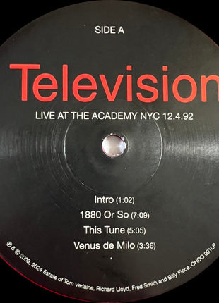 Television : Live At The Academy NYC 12.4.92 (LP, Red + LP, Whi + RSD, Ltd, RE)