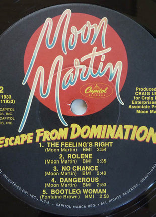 Moon Martin : Escape From Domination (LP, Album, Win)