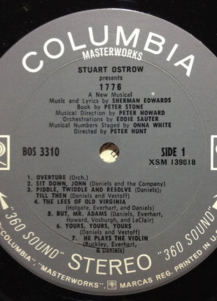 William Daniels, Paul Hecht, Clifford David, Roy Poole : 1776 (A New Musical) (LP, Album, Ter)