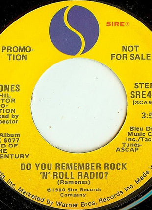 Ramones : Do You Remember Rock 'N' Roll Radio? (7", Mono, Promo)