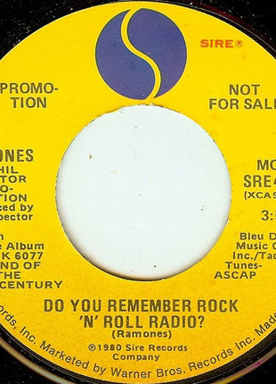 Ramones : Do You Remember Rock 'N' Roll Radio? (7", Mono, Promo)